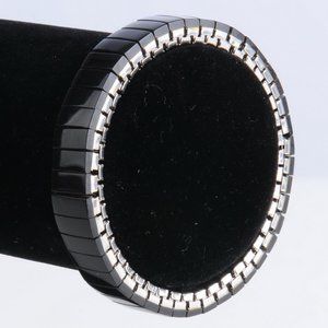 1960s Black Plastic Accordion Stretch Bracelet